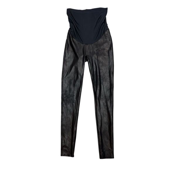 Ladies Maternity Spanx Black Faux Leather Leggings Size Large‎ - Picture 1 of 9